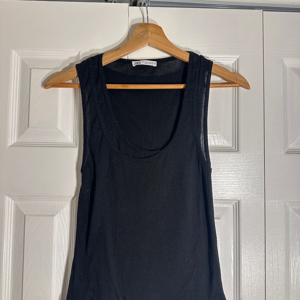 Zara Black Ribbed Tank Top